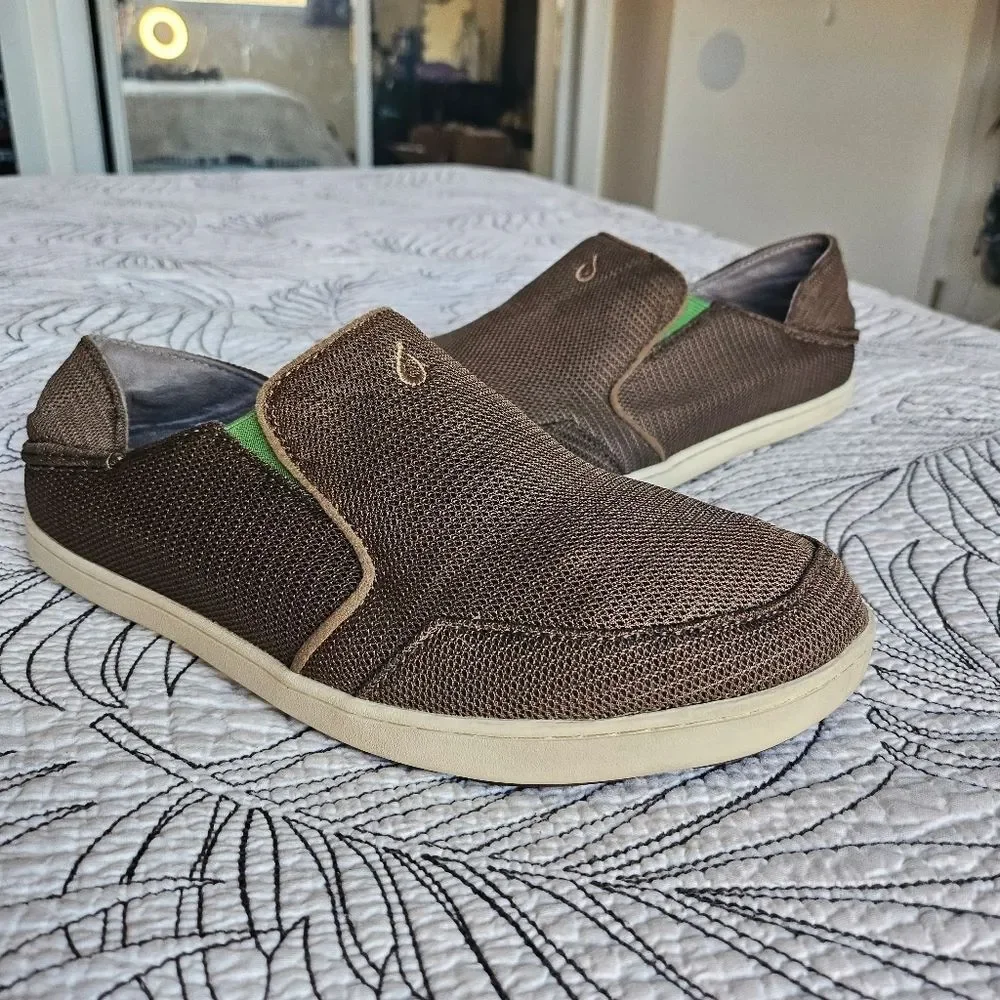 EUC Olukai Nohea Mesh Mustang Brown Slip on Men 9.5